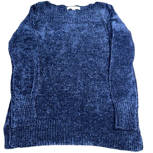 LOFT Blue Chenille Longline Sweater Soft Cozy Pullover Size M - Picture 1 of 5
